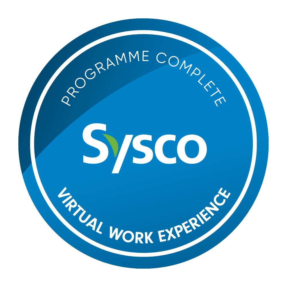 Badge for Sysco Virtual Work Experience completer