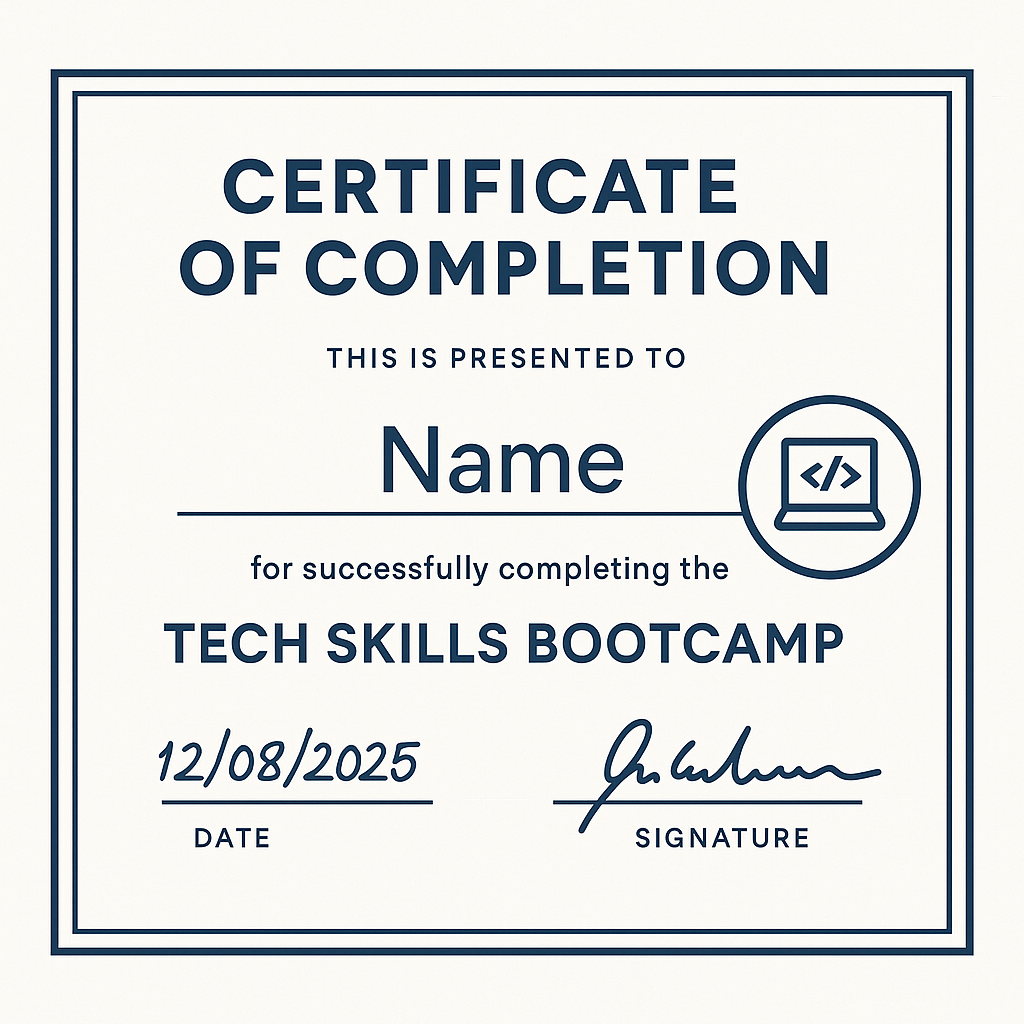 Certificate for Software Dev Bootcamp Complete