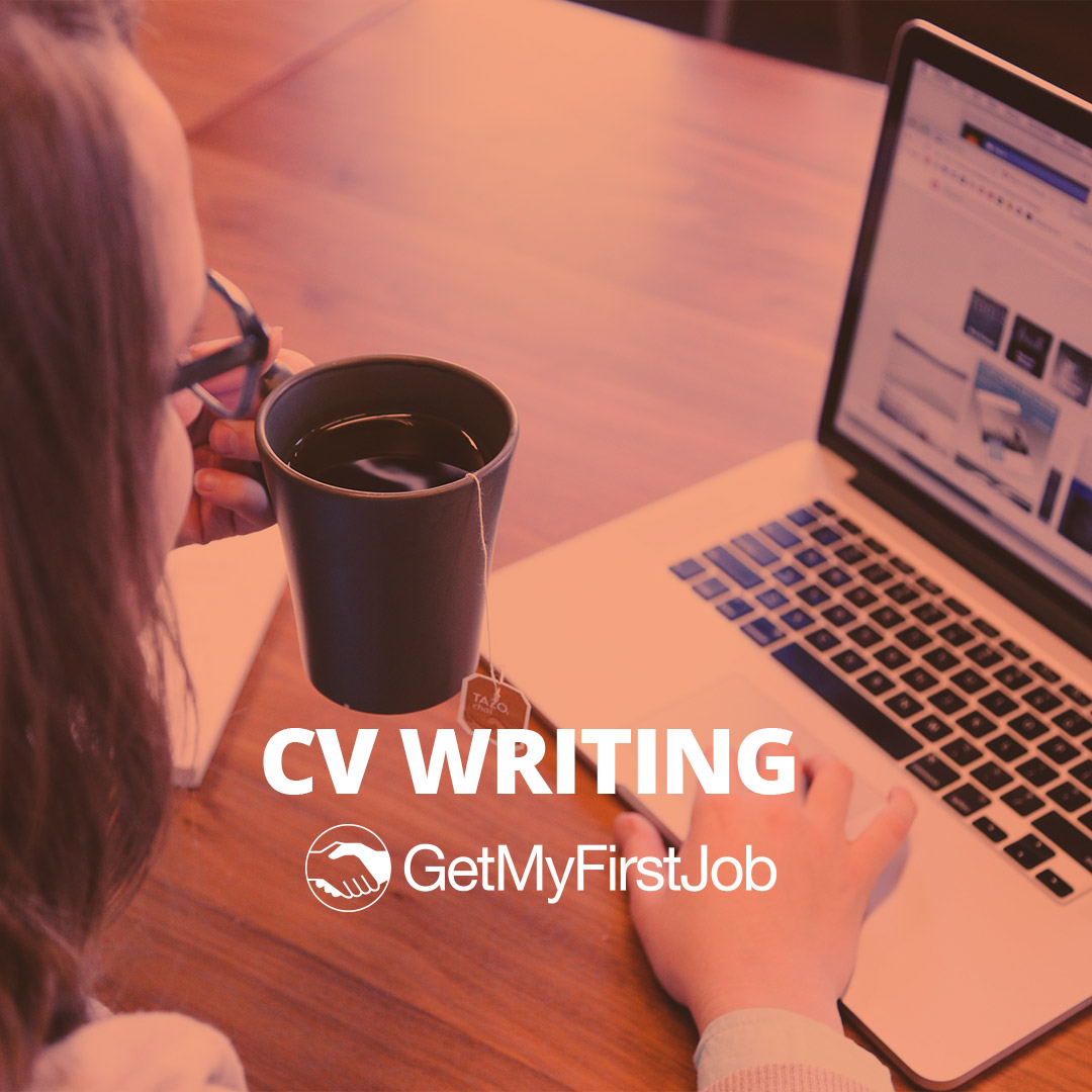 Typing her CV on a computer